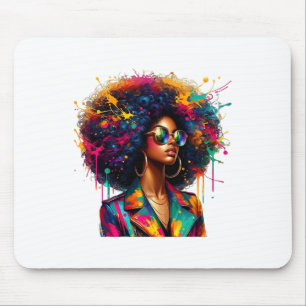 Schwarze Frauen Melanin Königin Stark Afro Afrikan Mousepad
