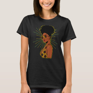 Schwarze Frauen Melanin Mutter Sonnenblumen Magie T-Shirt