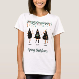 Schwarze Frauen Namen in schwarzen Weihnachtsbaum T-Shirt