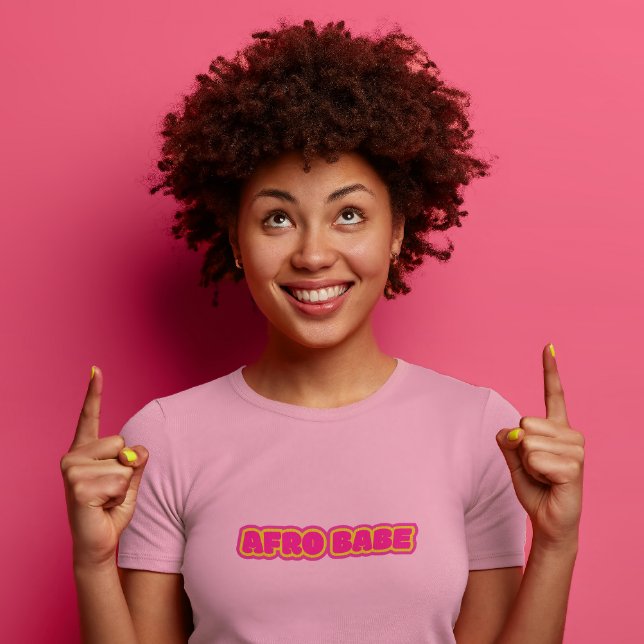 Schwarze Frauen, rosa Afro-Babe-Text-T - Shirt (Afro Babe Text T Shirt)