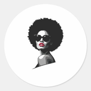 Schwarze Frauen sehen sich Afro American Juneteent Runder Aufkleber