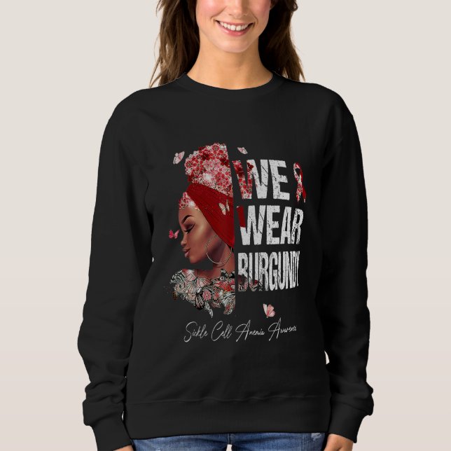 Schwarze Frauen tragen Burgundy-Sichelzellanämie A Sweatshirt (Vorderseite)