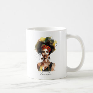 Schwarze Frauen tragen ethnische Kopfhülle Kaffeetasse