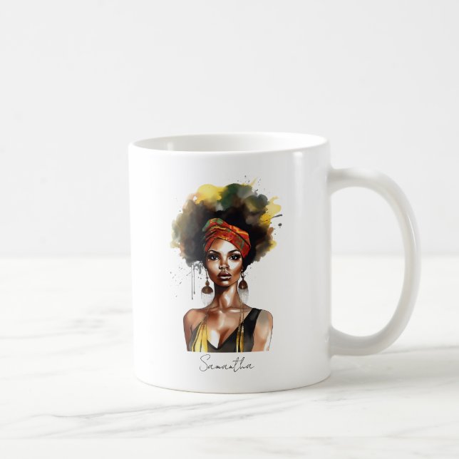 Schwarze Frauen tragen ethnische Kopfhülle Kaffeetasse (Rechts)