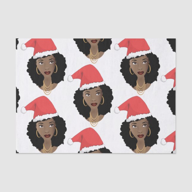 Schwarze Frauen, Weihnachten-Weihnachtsmannmützen Seidenpapier (Vorderseite)