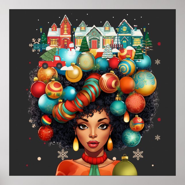 Schwarze Frauen Weihnachts-Melanin-Schwestern Poster (Vorne)