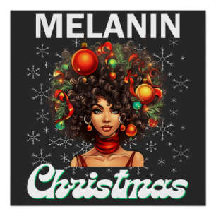 Schwarze Frauen Weihnachts-Melanin-Schwestern Poster