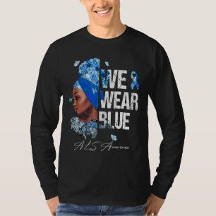 Schwarze Frauen wir tragen blaue als Bewusstsein T-Shirt