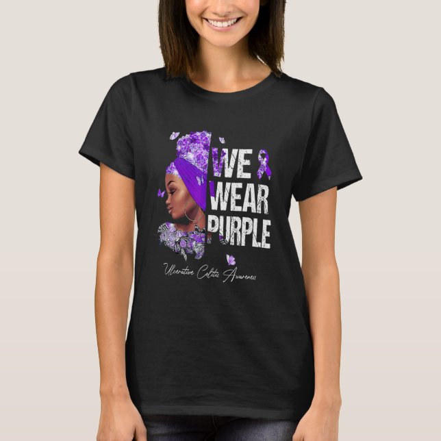 Schwarze Frauen wir tragen Lila ulzerative Colitis T-Shirt (Vorderseite)