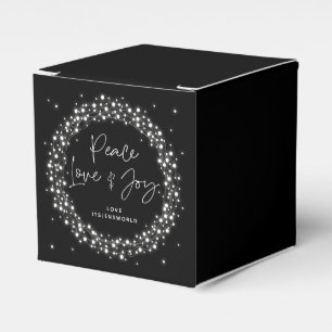 Schwarze Friedensliebe+Freude Weihnacht funkelnde  Geschenkschachtel