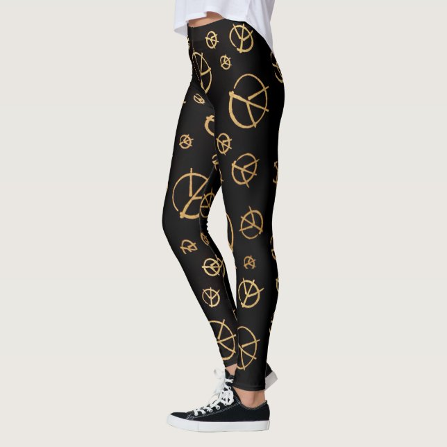 Schwarze Friedenszeichen-Leggings Leggings (Links)