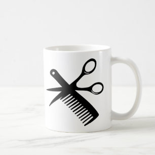 schwarze Friseurkammscheren Kaffeetasse