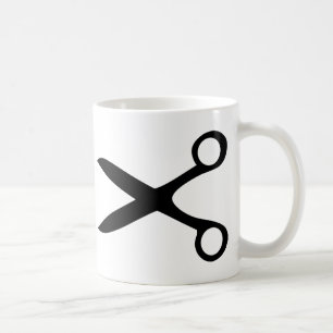 schwarze Friseurscheren Kaffeetasse