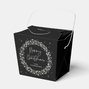 Schwarze frohe Weihnachten funkelnde Lichter Geschenkschachtel
