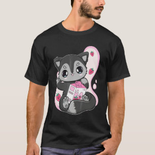 Schwarze Fuchs Erdbeermilch Bubble Tea für Boba   T-Shirt