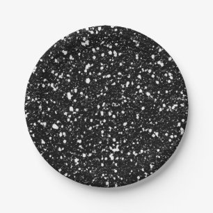 Schwarze Funkeln Glitter Glam Individuelle Party Pappteller