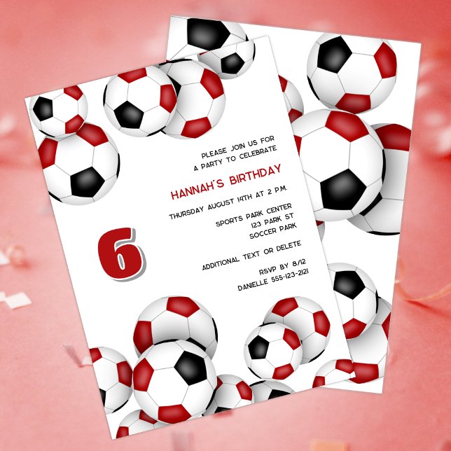 Schwarze Fußballbälle Kindergeburtstag Party Einladung (Von Creator hochgeladen)