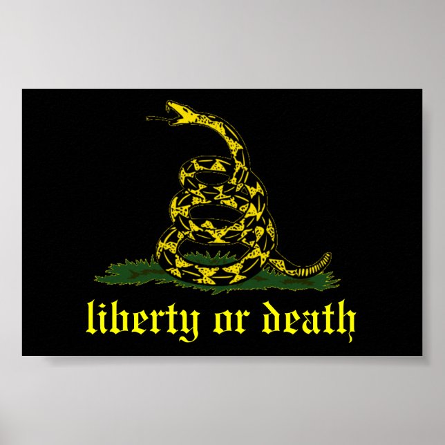 schwarze Gadsden-Freiheit oder Todesflagge Poster (Vorne)
