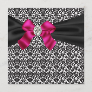 Schwarze Galaparty Pink Schwarze Damast Party-Einl Einladung