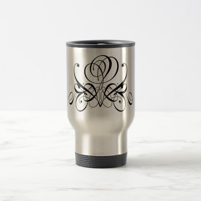 Schwarze Geblüht Rose Reisebecher (Mittel)