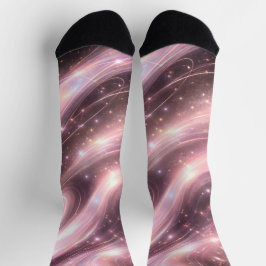 Schwarze & gedämpfte Blush-Wellen-Muster AI-Kunst Socken