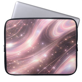 Schwarze & gedämpfte Blush-Wellen-Muster KI-Kunst Laptopschutzhülle