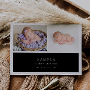 Schwarze gedämpfte graue schicke Baby-Foto-Ankündi Einladung