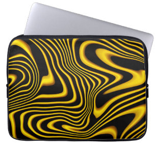 Schwarze Gelbe Goldene Wirbel Textur Laptopschutzhülle