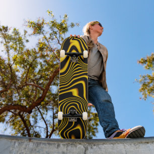 Schwarze Gelbe Goldene Wirbel Textur Skateboard