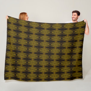 Schwarze gelbe Goldwirbel-Textur Fleecedecke