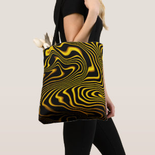 Schwarze gelbe Goldwirbel-Textur Tasche