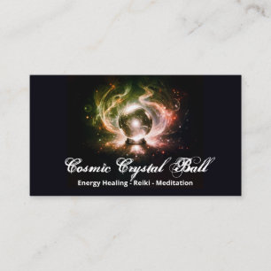 Schwarze gelbe Kristallkugel Energie Reiki Meditat Visitenkarte