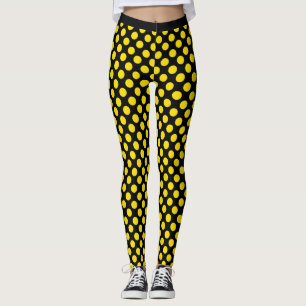 Schwarze gelbe Polka-Punkt-Leggings Leggings