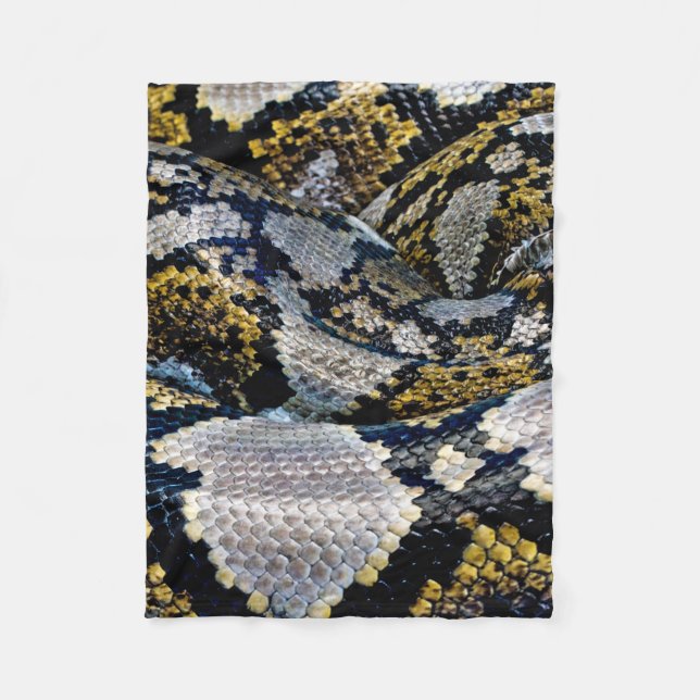 Schwarze, gelbe und graue Python Fleecedecke (Vorderseite)