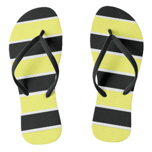 Schwarze, gelbe und weiße Streifen Flip Flops