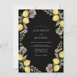 Schwarze Gelbe Zitrus Staubige Eukalyptus Hochzeit Einladung