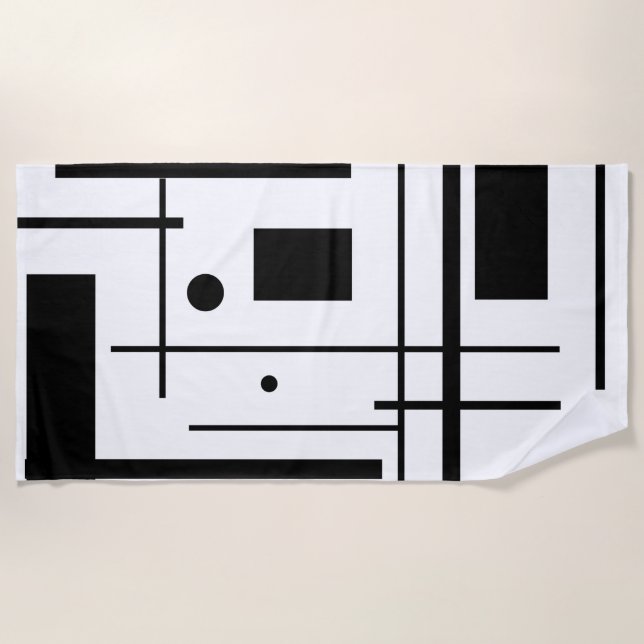 Schwarze geometrische Formen auf einem Strandtuch (Vorderseite)