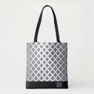 Schwarze geometrische Formen und Streifen Tasche