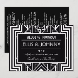 Schwarze Geometrische Hochzeitsprogramme Einladung