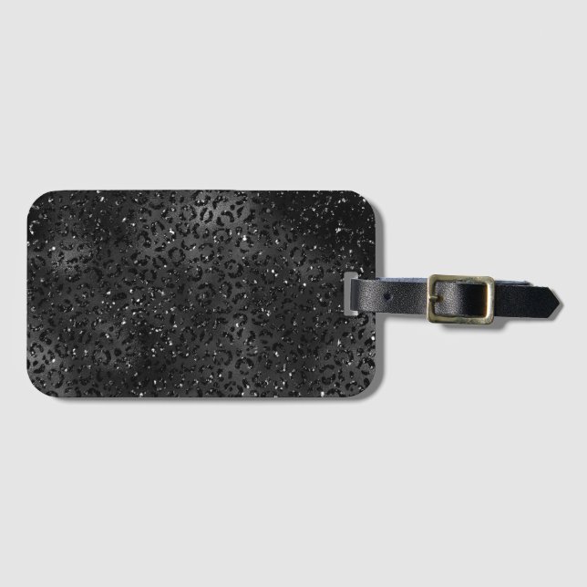 Schwarze Geparden Leopard Skin Print Muster Tier Gepäckanhänger (Vorderseite (Horizontal))