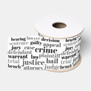 Schwarze gerichtliche Text-Wortwolke auf Weiß Ripsband