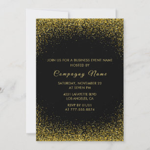 Schwarze Geschäftsparty-Einladung Gold Glitter Einladung