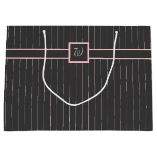 Schwarze Geschenktasche mit rosa Nadelstreifen Große Geschenktüte