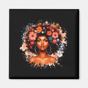 Schwarze Geschichte Afro-Haar Blumenmädchen Frauen Magnet