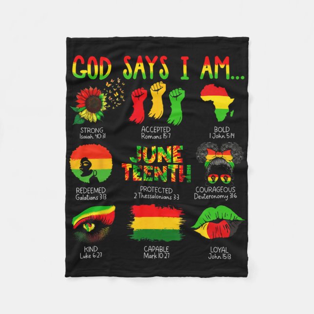 Schwarze Geschichte Juneteenth Gott sagt ich bin C Fleecedecke (Vorderseite)