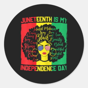 Schwarze Geschichte Mädchen Juneteenth ist mein Ic Runder Aufkleber