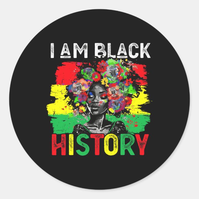 Schwarze Geschichte Monat Afrikanische Frau Ich bi Runder Aufkleber (Vorderseite)