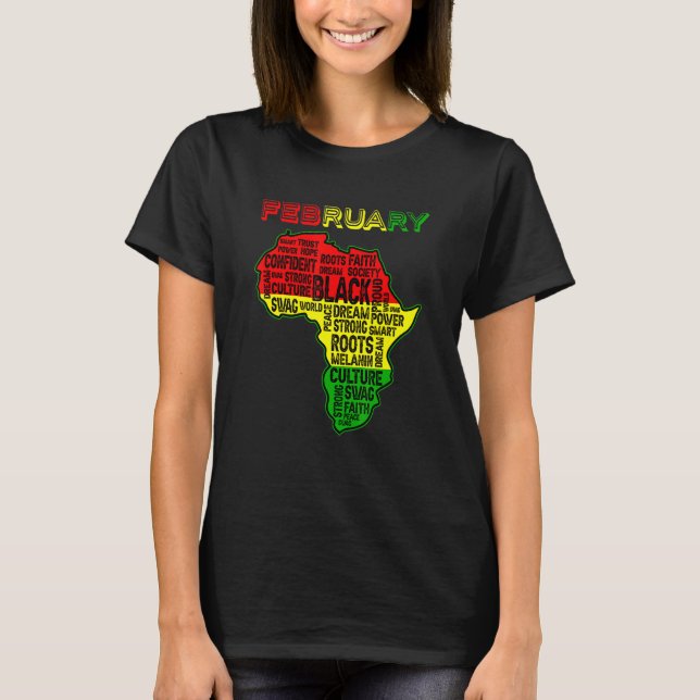 Schwarze Geschichte Monat Afrikanische Kartenfarbe T-Shirt (Vorderseite)