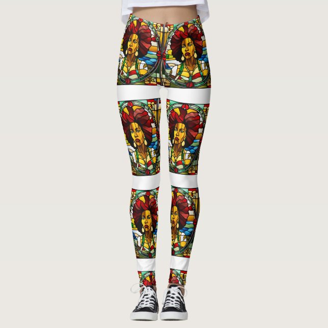 Schwarze Geschichte Monat Buntglas christliche Kir Leggings (Vorderseite)