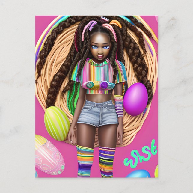 Schwarze Geschichte Monat Melanin Girl Magic König Postkarte (Vorderseite)
